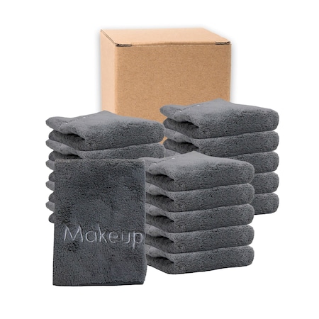 Monarch Brands Makeup Coral Fleece Towels, 13in x 13in , Gray, 108PK MU-GREY-CS
